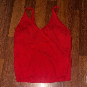 Divided Red Ribbed Camisole